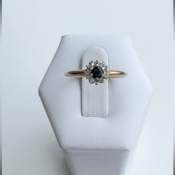10k yellow gold sapphire and diamonds ring - Picture 1 of 6